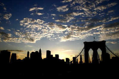 Skyline over Brooklyn bridge