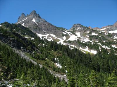 Baby Munday Peak, with Knight Peak to its right