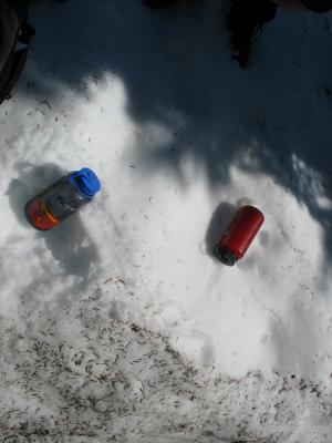 Thanks to all the misadventures, I'd run out of water, and had to fill up on the snow