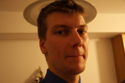 Dan trying to do a self-portrait... or looking like he's about to kill the photographer
