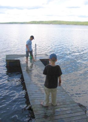 Two boys on the landing
