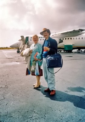 George & Ciss Boarding the plane from New Dehli to Poona