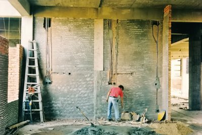 Construction site - wall chasing for conduit