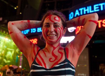Body painting by Andy Golub, Times Square, June 21, 2012.