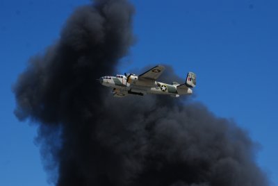 FIA 3-26-2011 North American B-25 Passing Smoke on Bomb Run