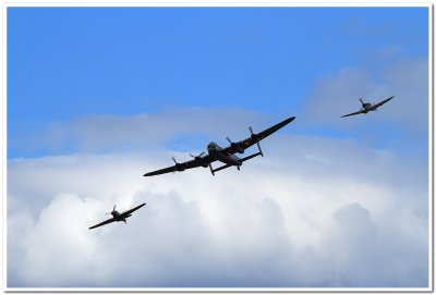 Avro Lancaster with Hurricane & Spitfire escort