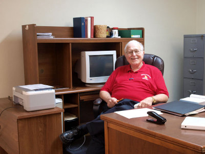 Ken checks out his new office.