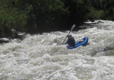 Barbara Knyper at Mother's Rapid on Cache Creek