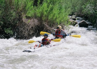 Gary Rollinson and Lauren Alexander in Mother's Rapid on Cache Creek