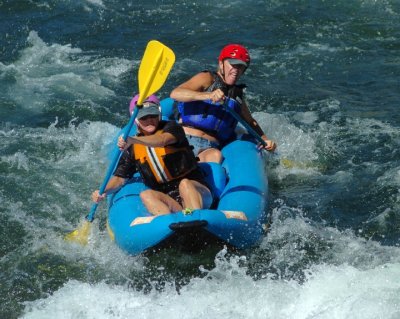 Larry Hazen and Lisa Maxwell Negotiating Satan's Cesspool Rapid on the American River