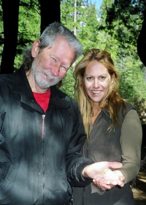 Camp Host Charlie Gawlick Showing Lisa a Gold Nugget