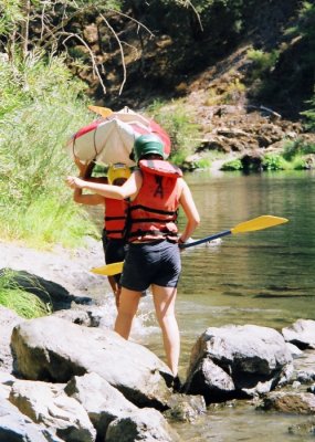 Jonika and Leah Heading Upstream of Hell Hole