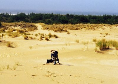 David Kerr with Scout on the Oregon Dunes