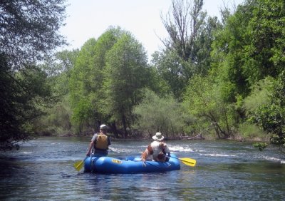 Larry Hazen and Lisa Maxwell on a Stanislaus River Float