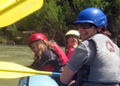 Anna, Maggie, and Kaari Volway on Cache Creek