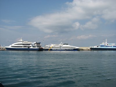 Three Main Ferry Operators at La Savina - September 2011
