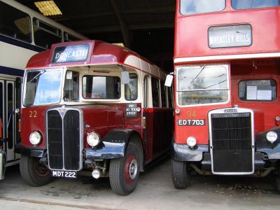 Two Doncaster Half-Cab Buses