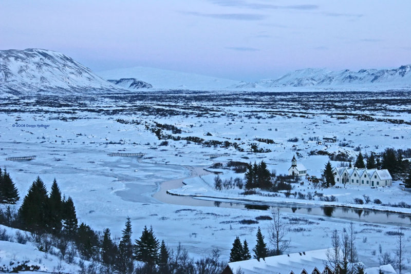 Pingvellir View in a pink/blue twilight