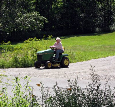 Lee on her Tractor