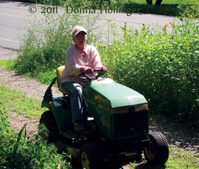 Lee on her Tractor
