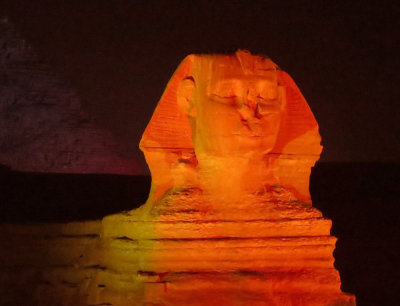 The Sphinx Lit Up At Night