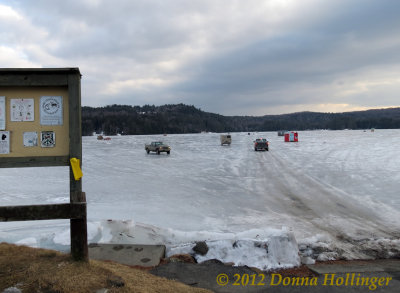 Trucks out on the Ice at  Lake Fairlee
