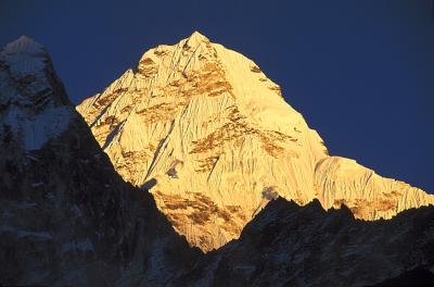 Sunset on Ama Dablam seen from Orsho