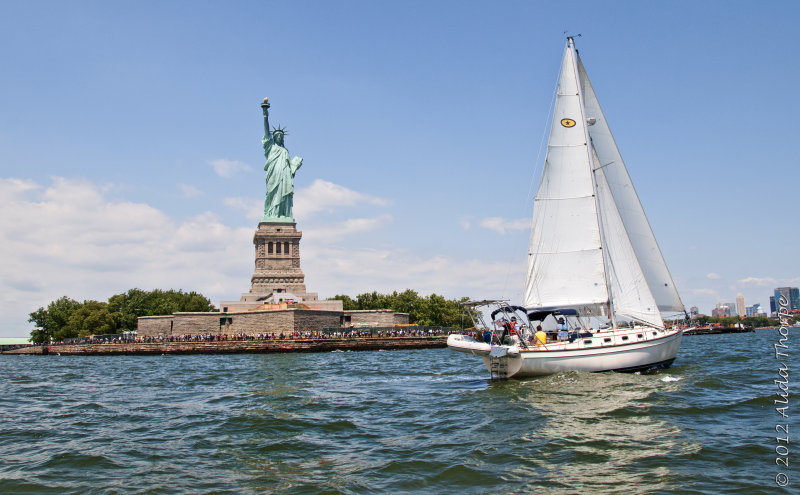 Liberty and sailboat 