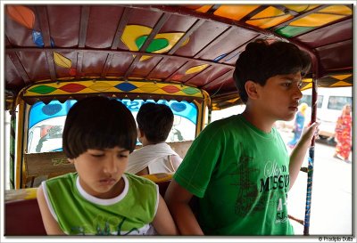 On board an auto rikshaw