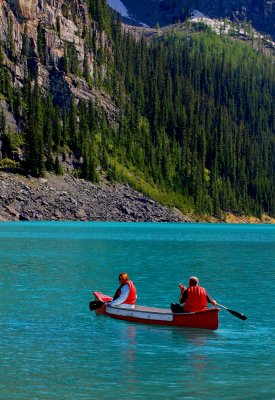 Canoeists at Lake Louise