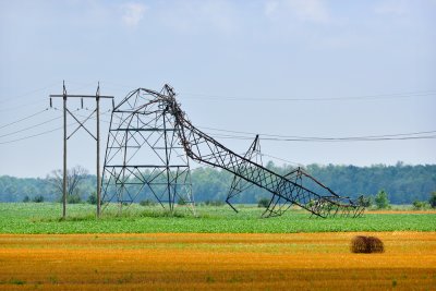 Storm Damage to Hydro One Towers In Lambton County 2011