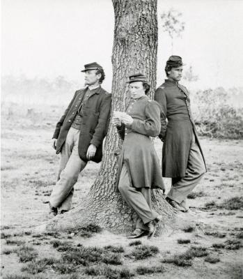 wThree Soldiers leaning against a tree p.243.scan.jpg