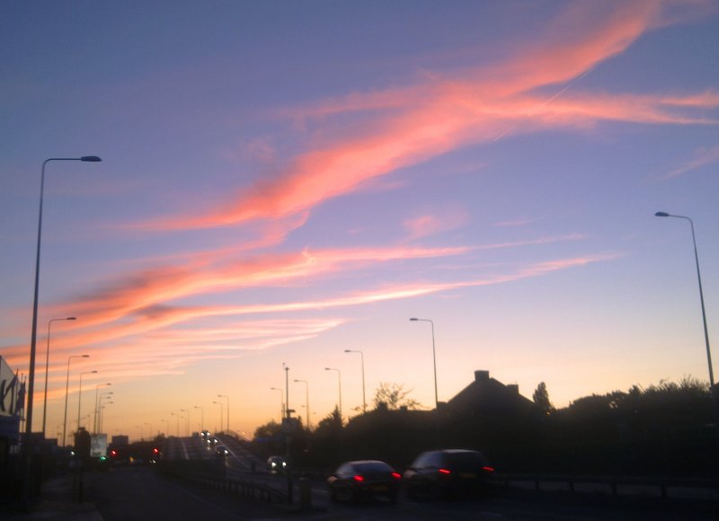 Sunset  over  the  A13.