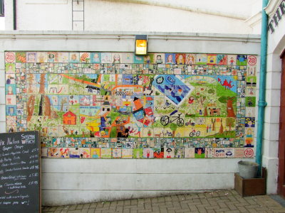 Decorated  wall  tiles  outside  a  cafe