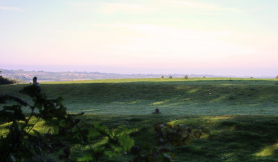 Ditch  and  stone  circle  at  Caerau  Gaer  hillfort.