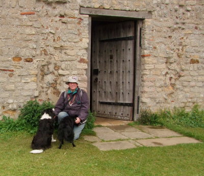 Me, Lady  and  Max  outside  Cedd's  Chapel.