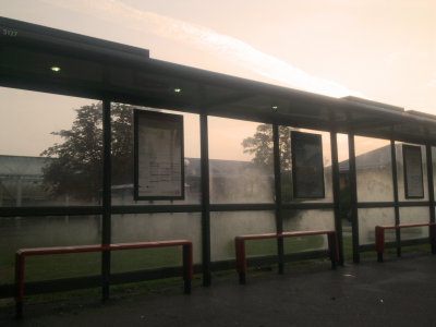 Early  morning  mist  on  the  bus  stand.