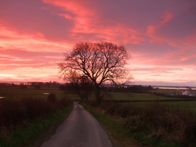 Red  skies  over  the  Solway  Firth.