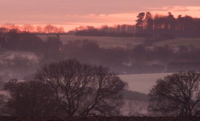 The  valley  of  the  Bourne  Brook  at  dawn.