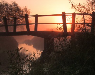 Footbridge  in  silhouette.