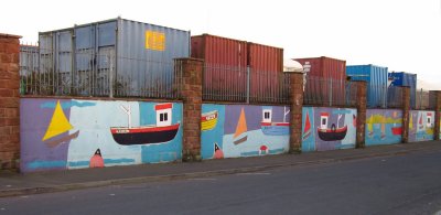 Haulage  depot's  painted  walls.