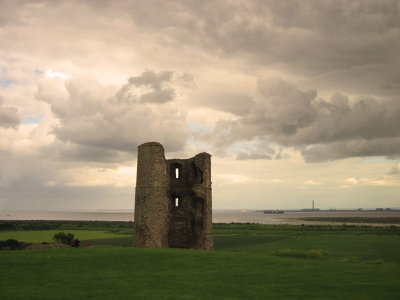 Hadleigh  Castle, southeast  tower, under  stormy  skies.