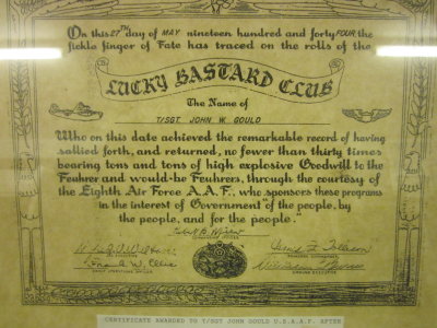  Lucky  Bastards'  Club  certificate.