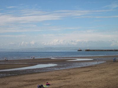 Ayr  beach, looking  north  across  Ayr  Bay, towards  Troon.