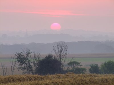 Sunrise  in  a  misty  Roding  Valley..