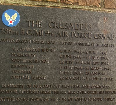 Detail  from  the  memorial  to  the  USAAF  386th. Bomb  Group(M).