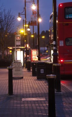 Signs and lights.