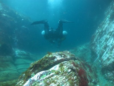 Entering the Bell Island Cavern