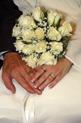 Bridal Bouquet - Bride and Grooms Rings