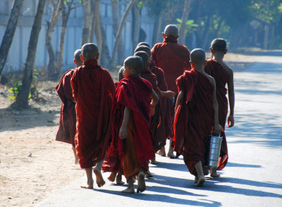 Monks leaving